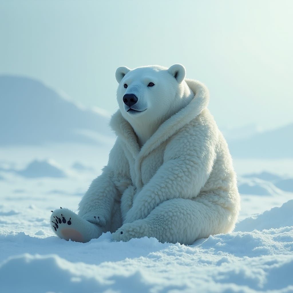 Polar Bear in Snowy Landscape: Digital Art