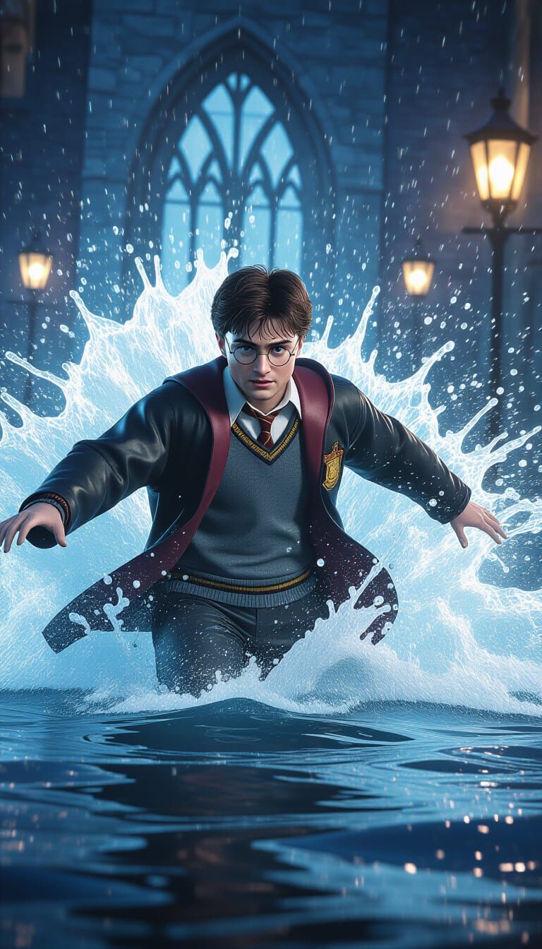 Harry Potter's Watery Escape: Hyperrealistic 3D Cinematic