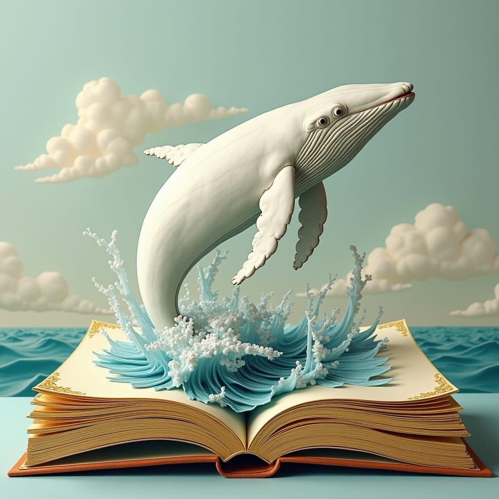 White Whale Leaps from Vintage Pop-Up Book
