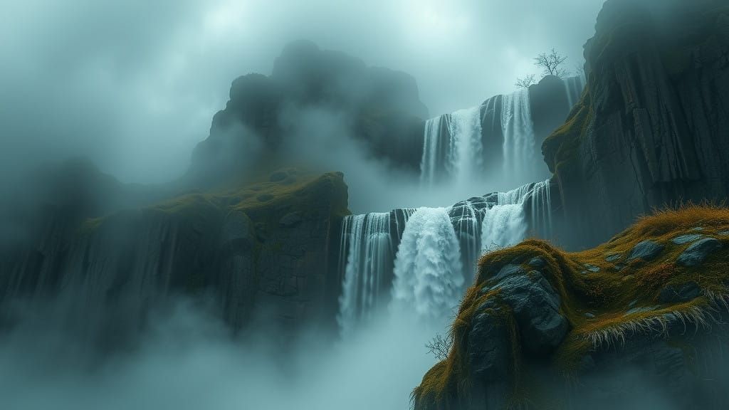 Impasto Landscape Hallucination amidst Mysterious Fog