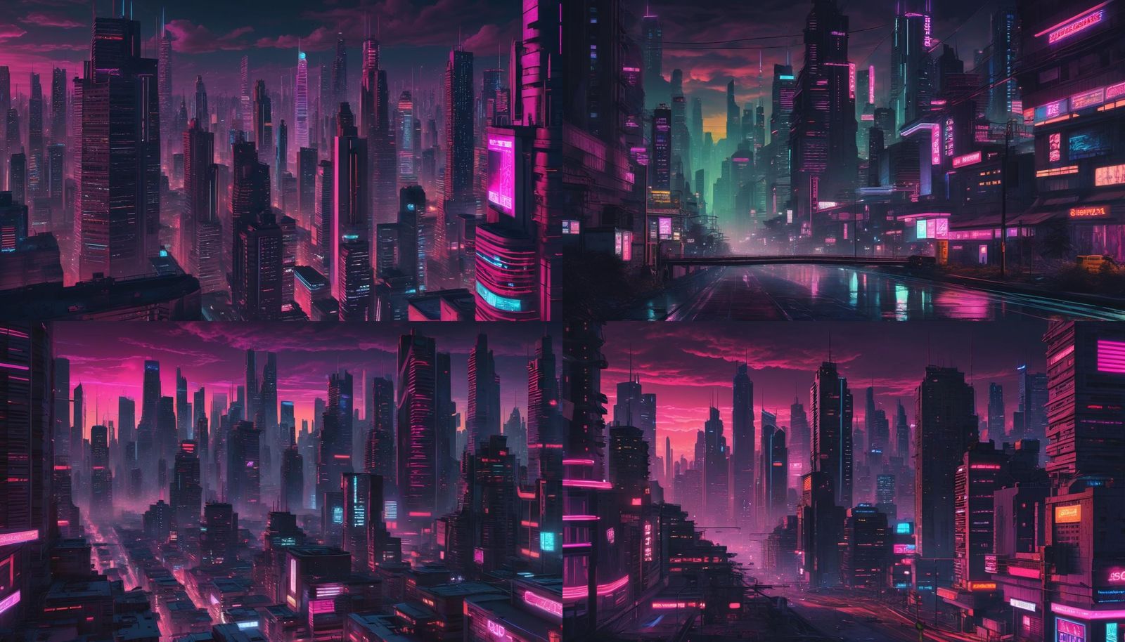 Cyberpunk Cityscape in Synthwave Neon Style