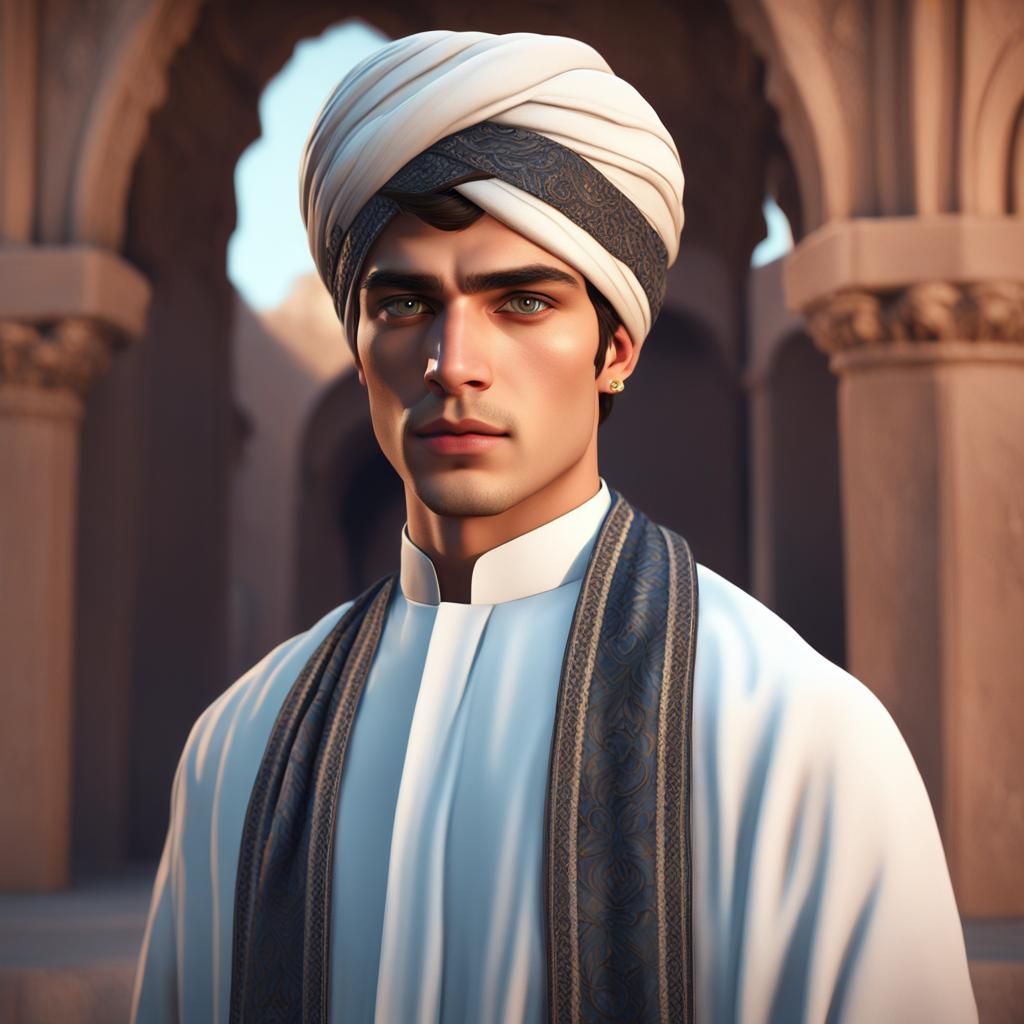 Handsome Persian Prince Portrait in High Detail