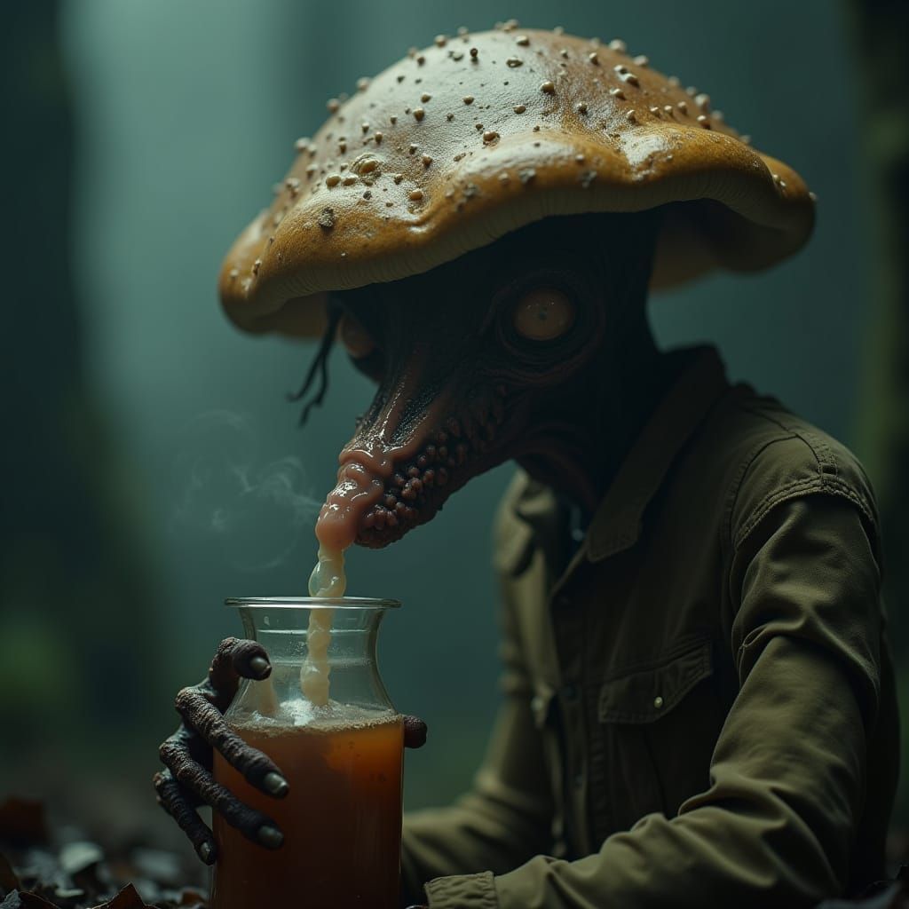 Grotesque Mushroom Apocalypse in Cinematic Hyperrealism