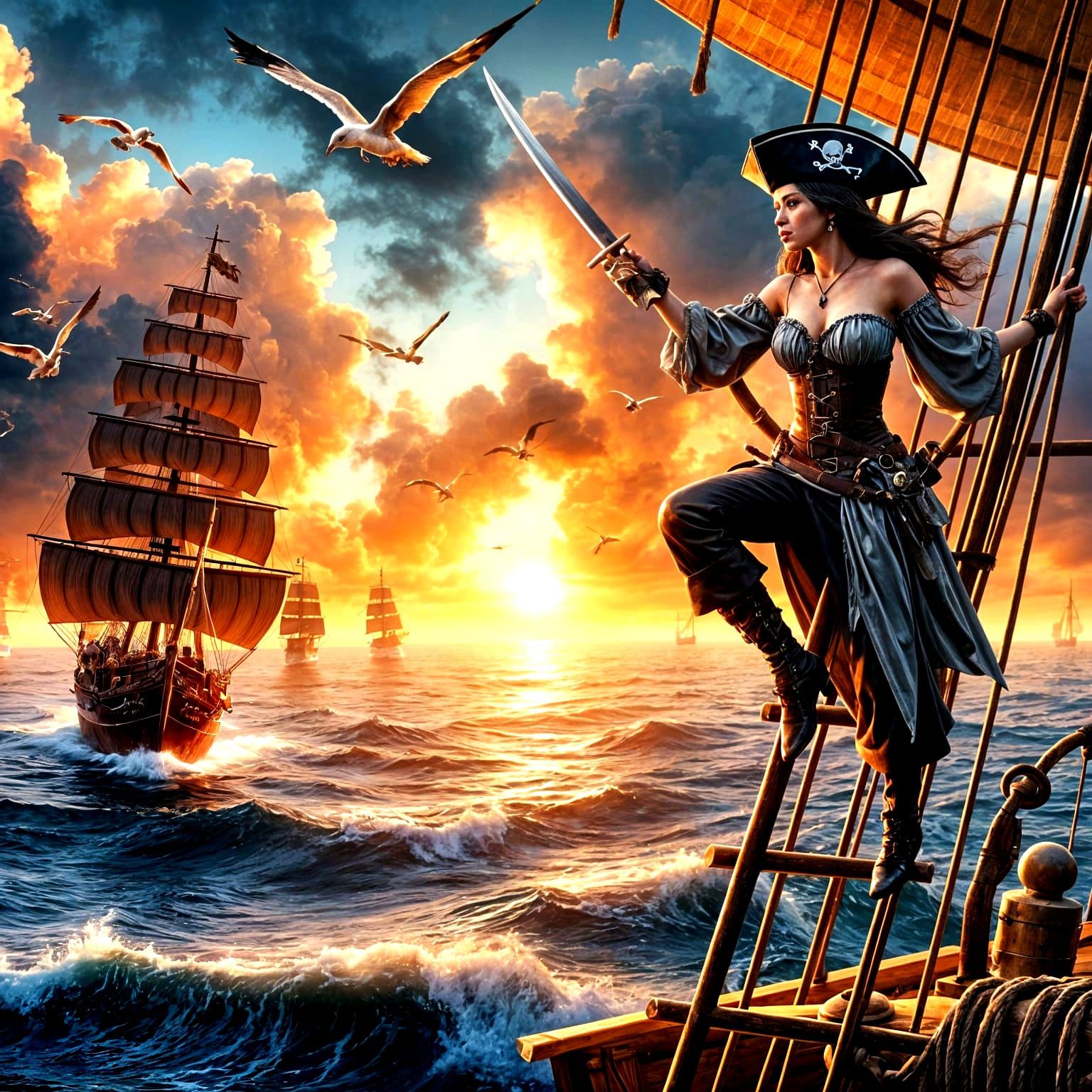 Pirate Captain Reigns Supreme in Swashbuckling Scene