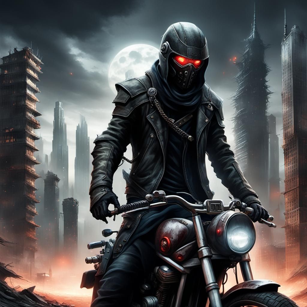 Dark Rider in Ruined City: Fantasy Concept Art