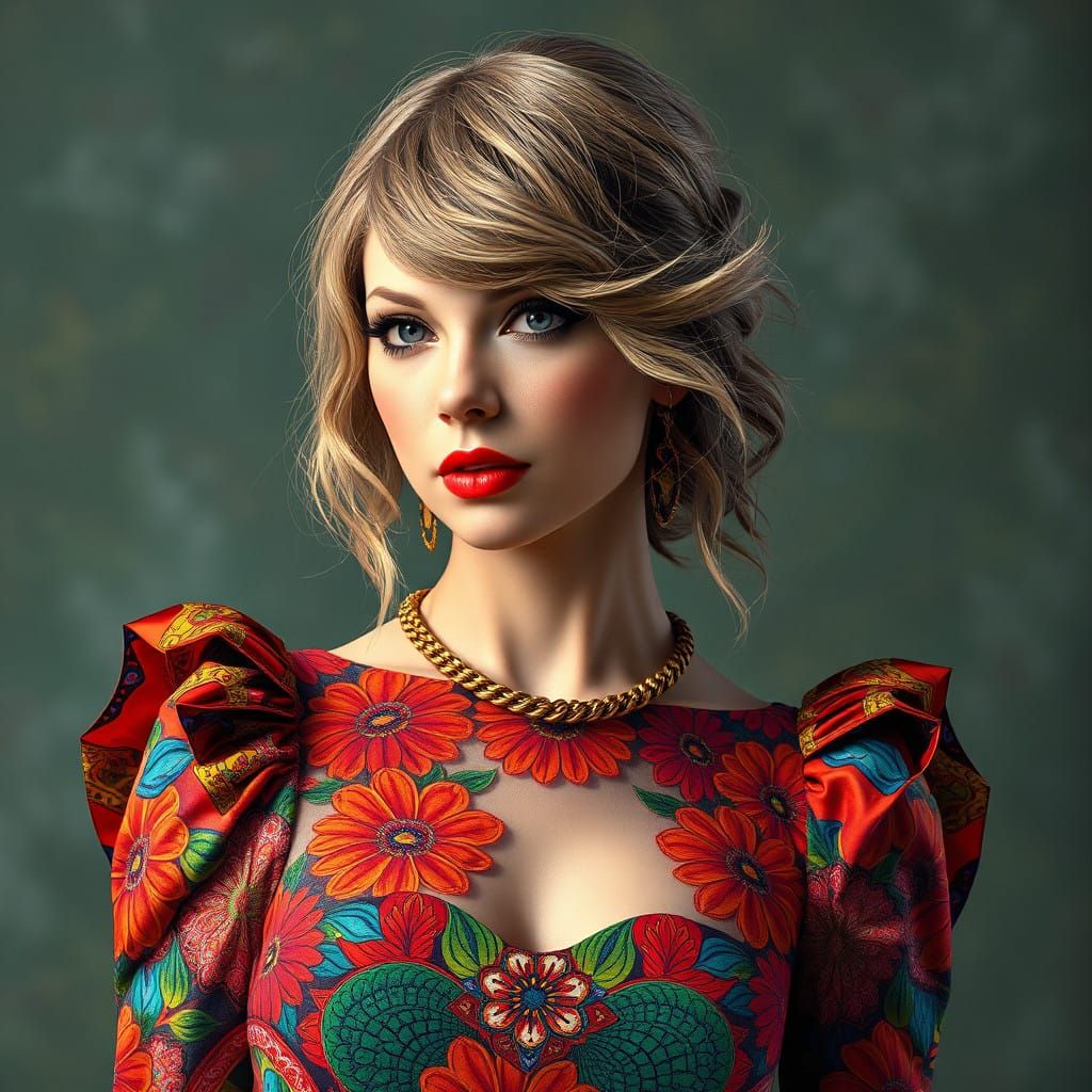 Taylor Swift in Elegant, Playful Concept Art Style