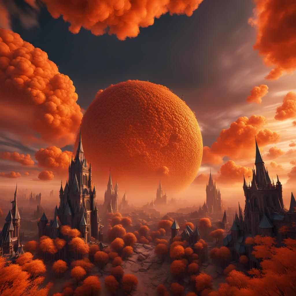 Fantastical Orange Sky Concept Art