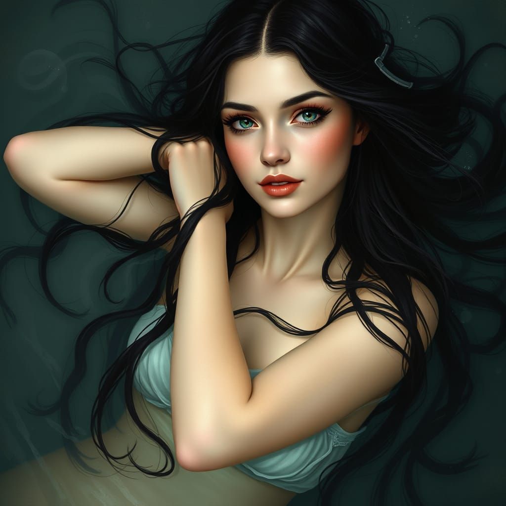 Ethereal Goddess Emerging from Aquatic Dreams