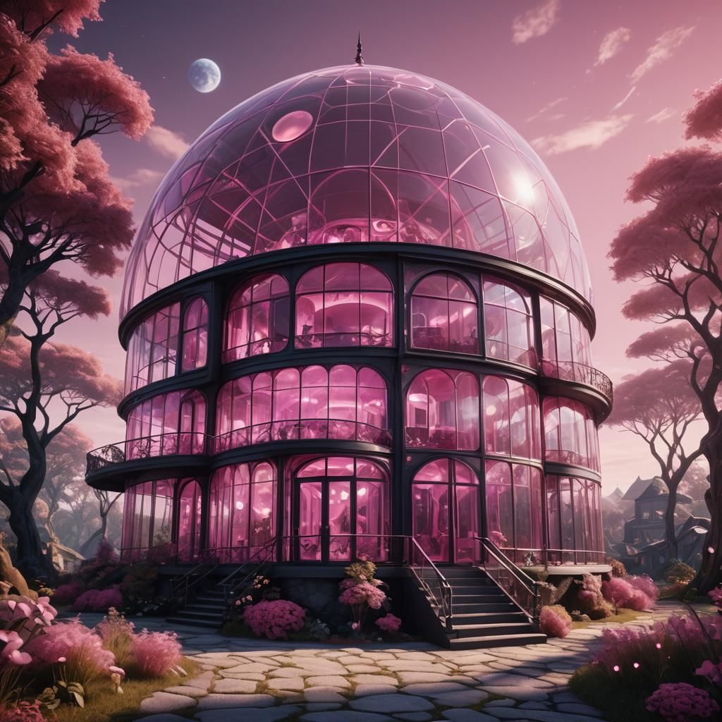 A translucent dome glass house ,designed by Tim Burton . des...