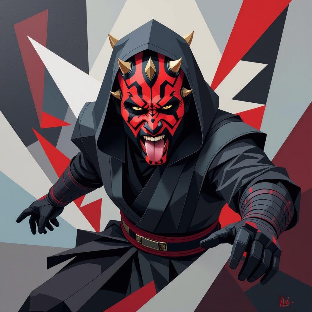 Darth Maul in Cubist Style with Geometric Shapes