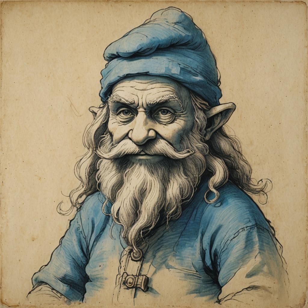 Smurf in Leonardo da Vinci Sketch Style