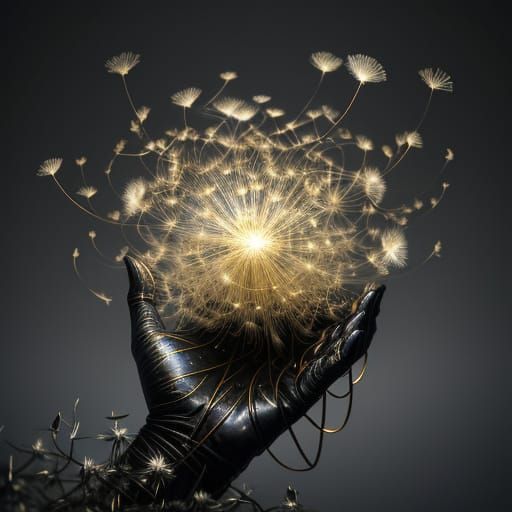 Abstract Molten Metal Sculpture with Gossamer Film