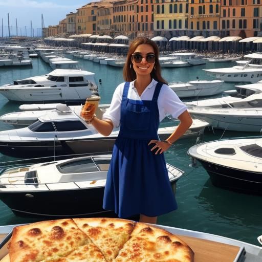 Bustling Italian Marina with International Food