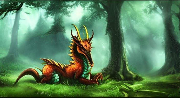 Epic Dragon in Forest: 3D Game Cinematic Masterpiece