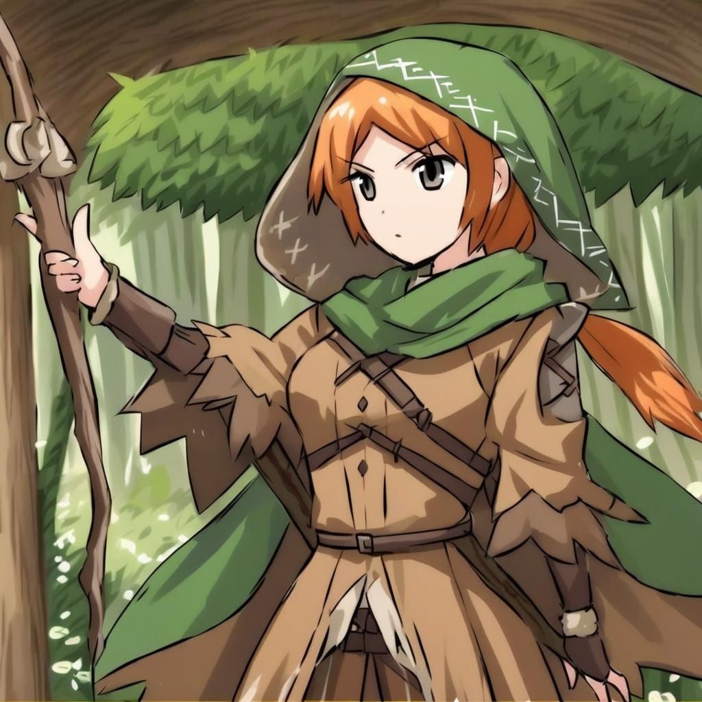 Anime Female Wood Enchanter Illustration