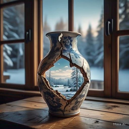 Winter Wonderland in a Cracked Vase