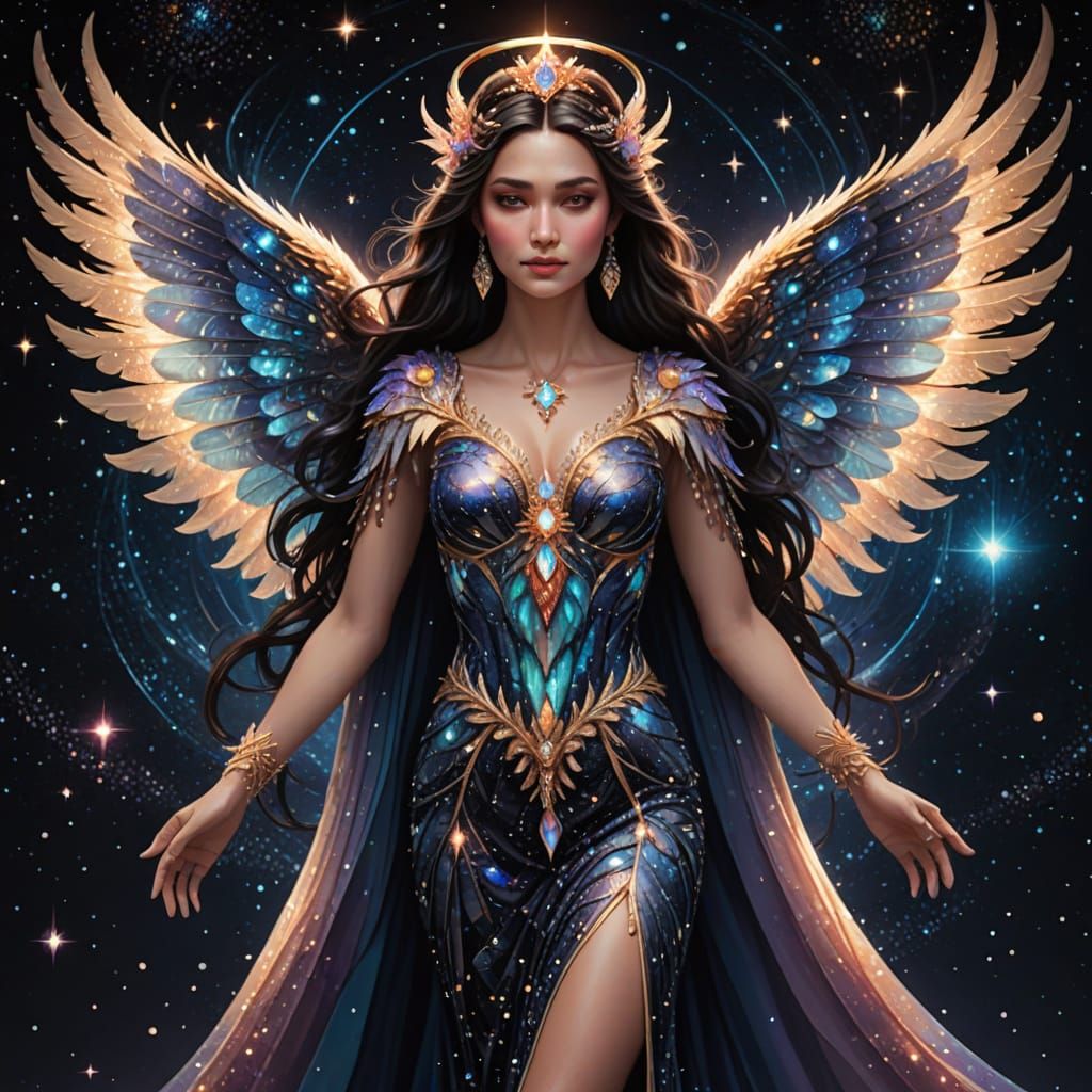 a celestial dark haired figure