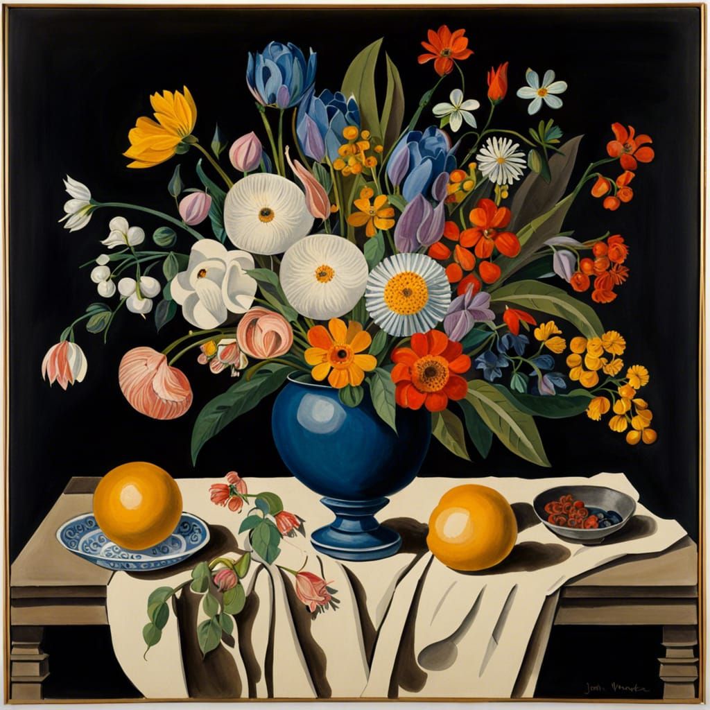 Floral Bouquet in Botanical Illustration Style