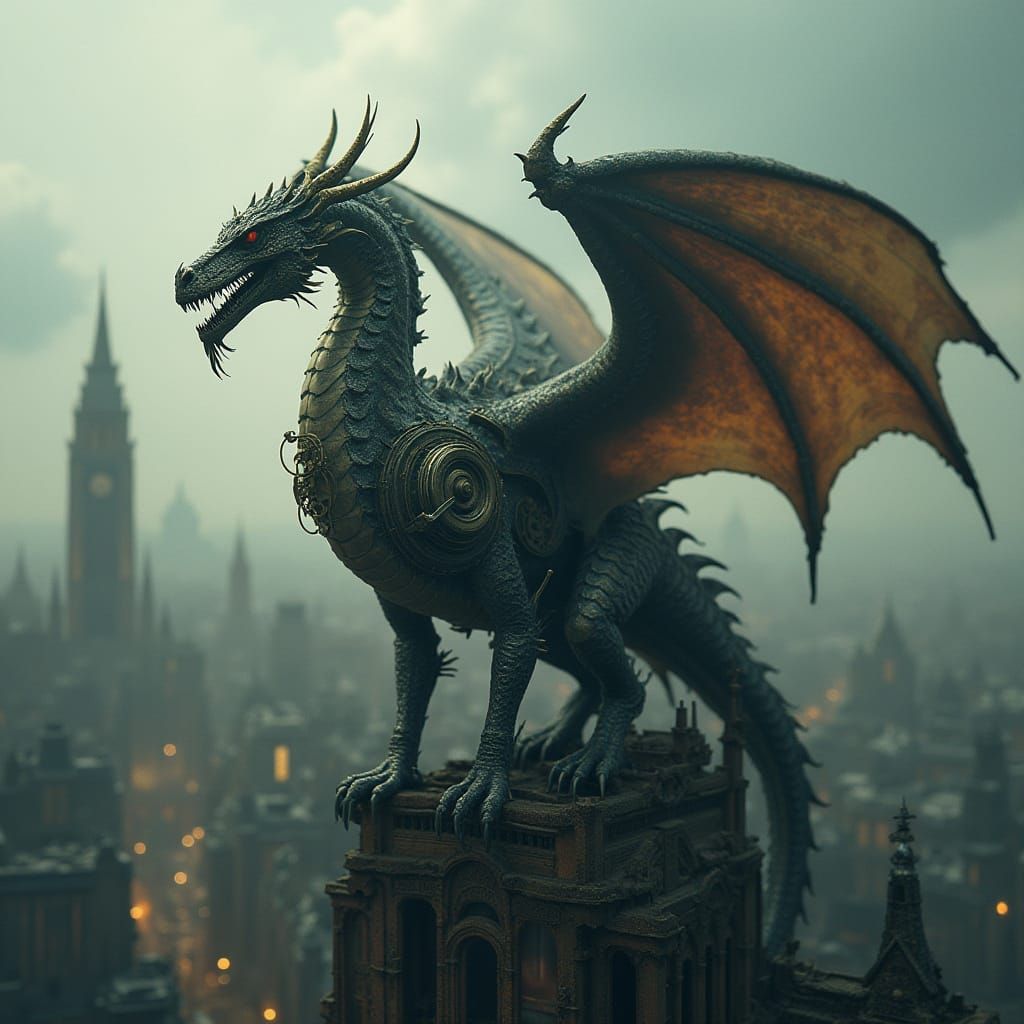 Clockwork Dragon Surveys Steampunk City Cathedral