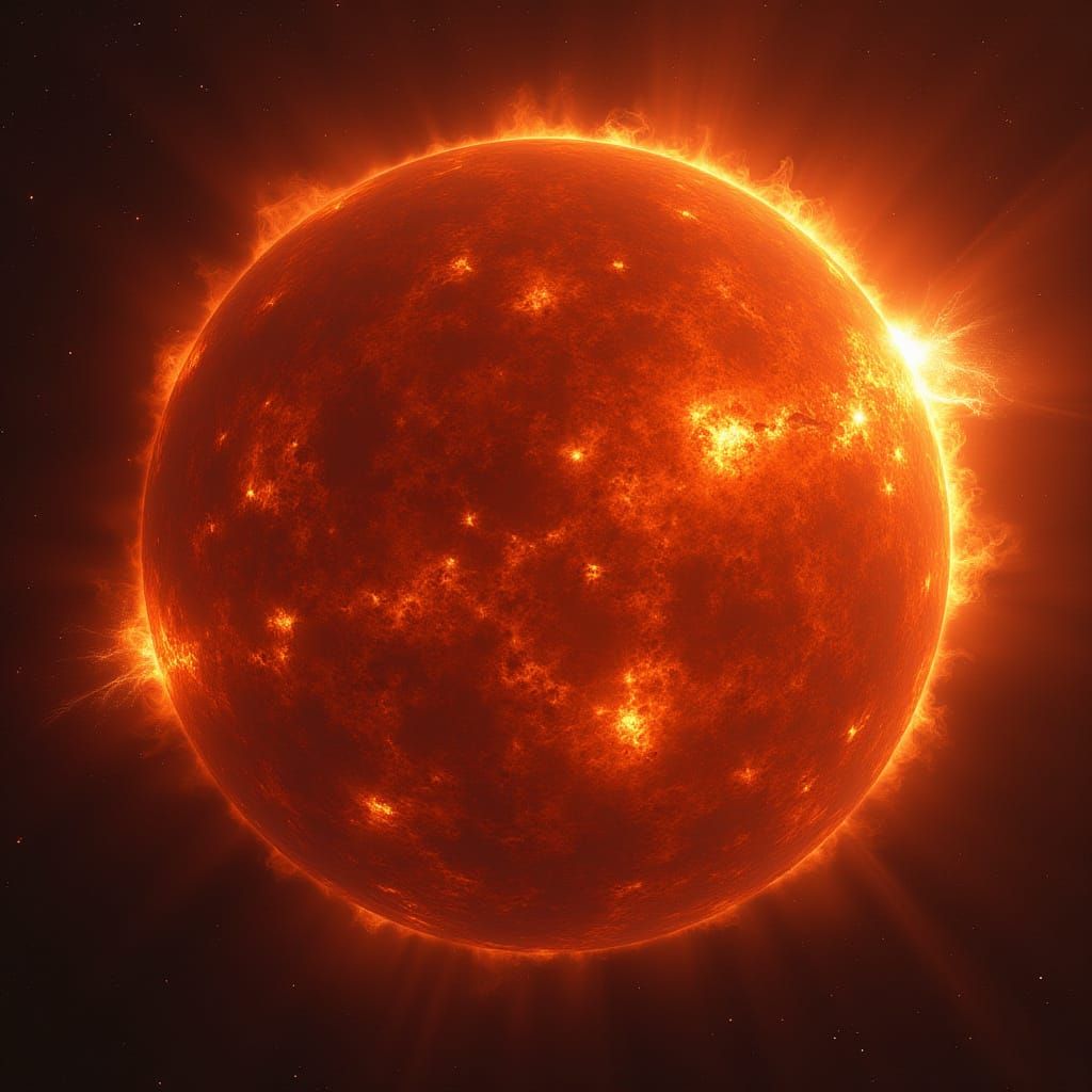 Solar Flare Erupts from Sunspot, Atmospheric Lighting