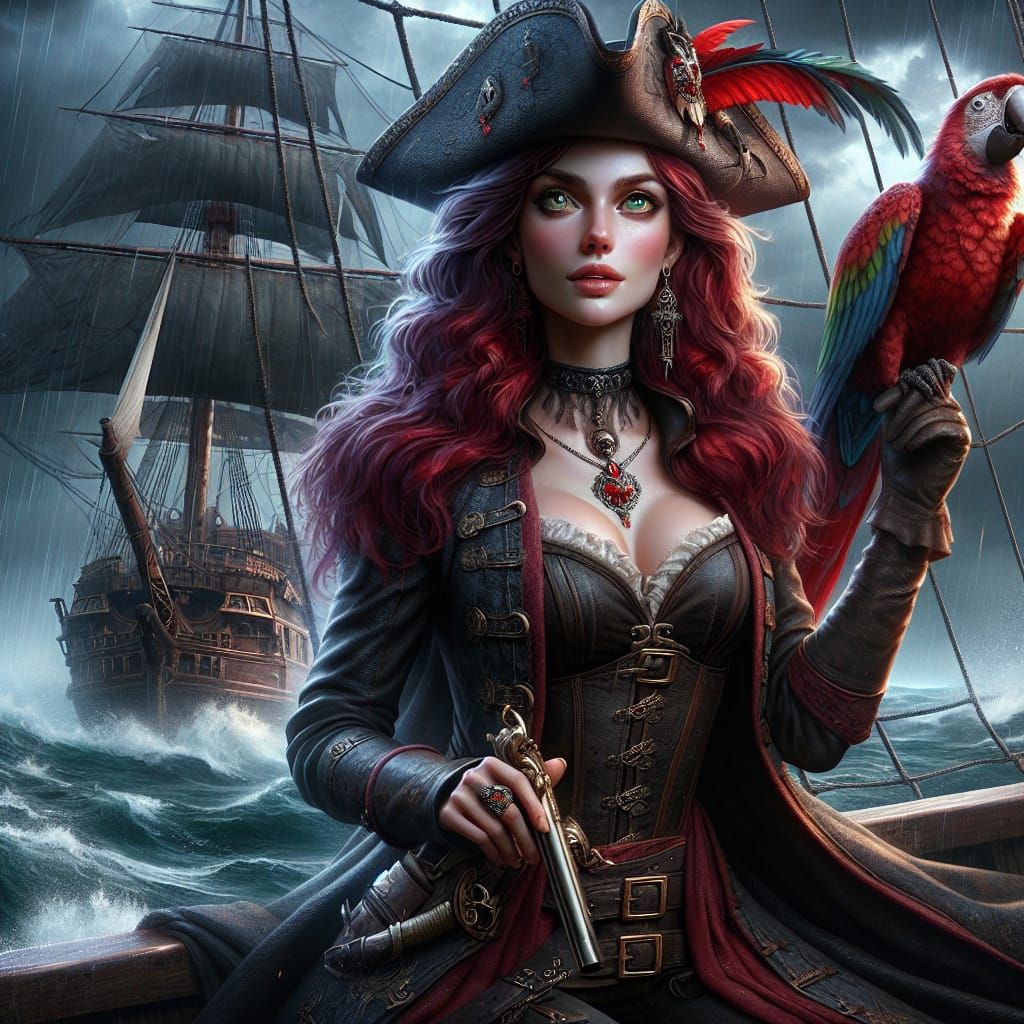 Elegant Pirate Captain in 8K Cinematic Lighting