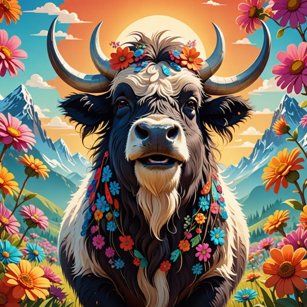 Yak Talking Back in Whimsical 3D Cartoon Style