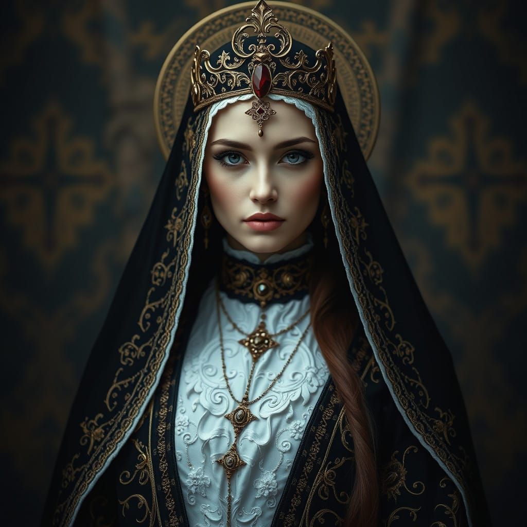 Gothic Orthodox Christian Woman Embodies Timeless Elegance a...