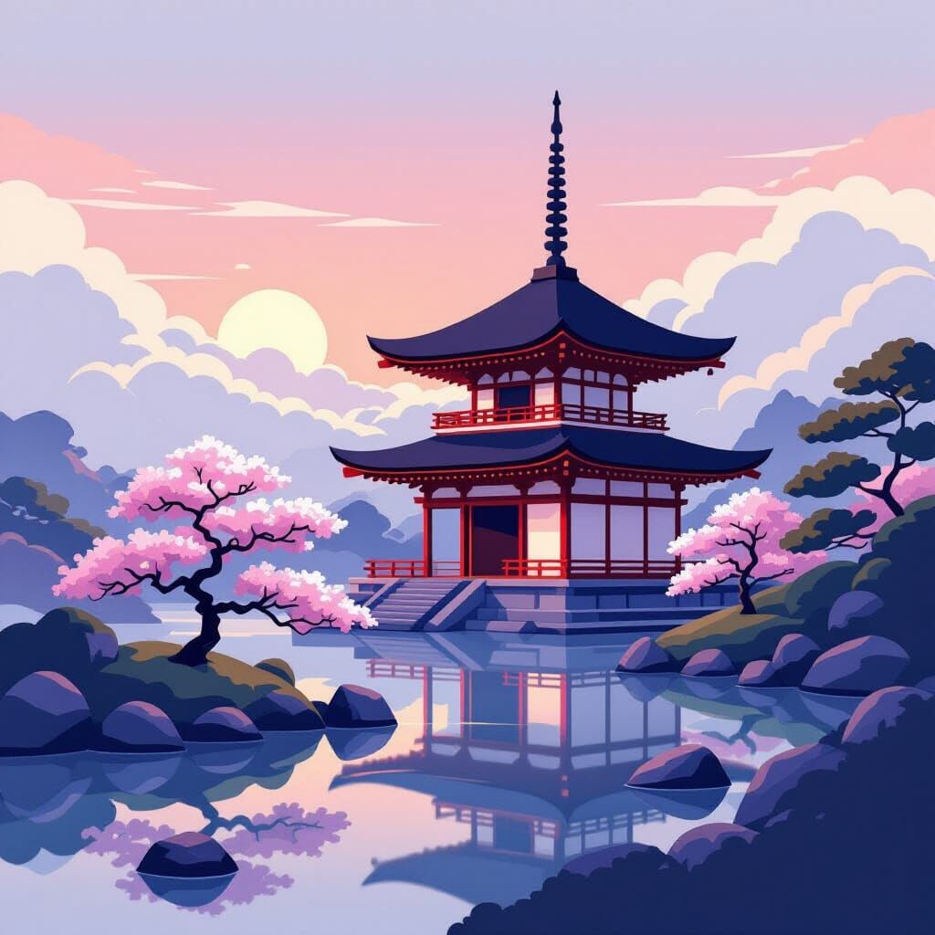 Twilight Temple in the Clouds: Japanese Minimalism and Anime