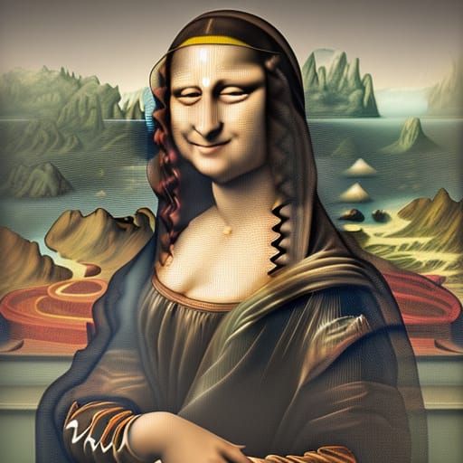 Modernized Mona Lisa: Detailed Fantasy Art