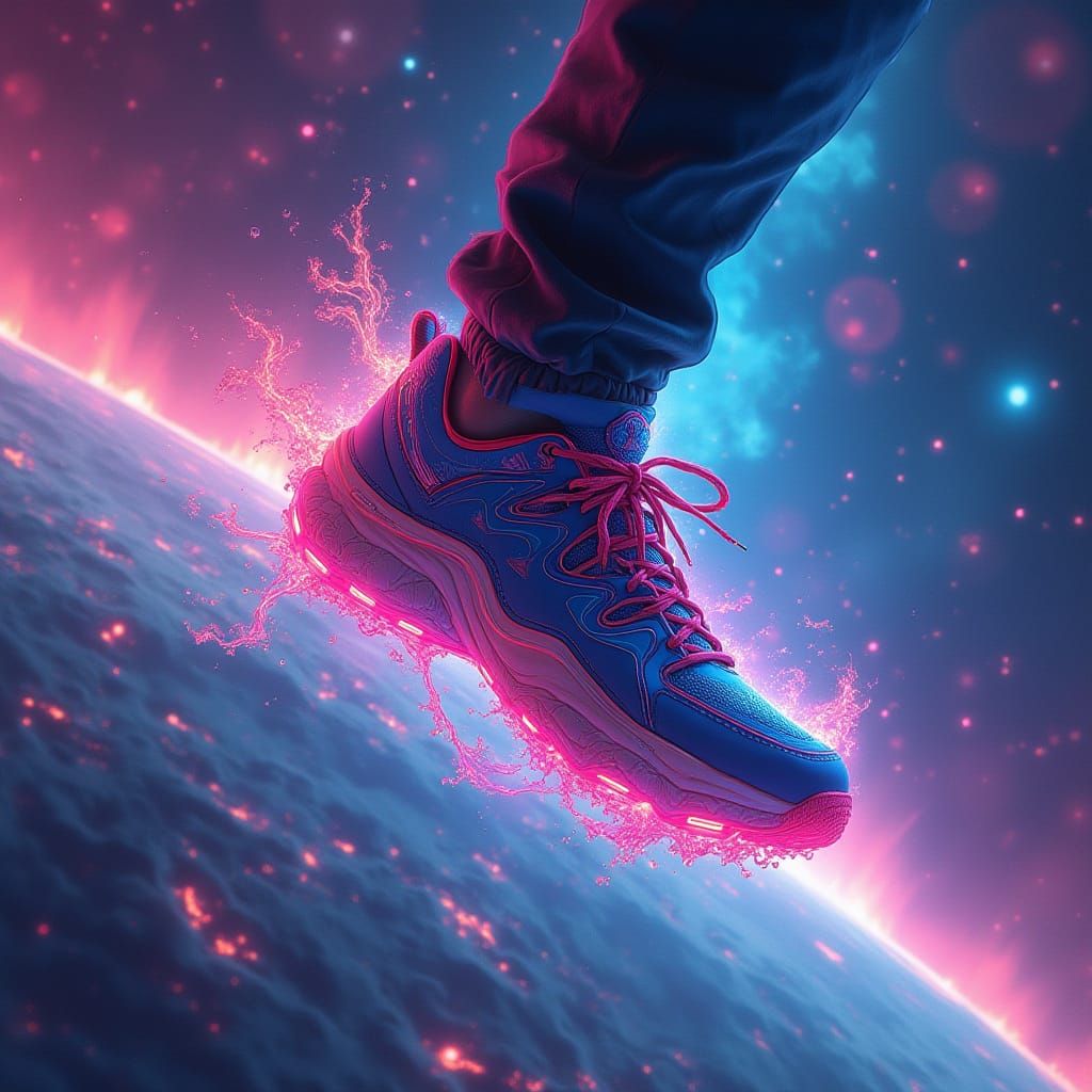 Clive Water Bends Through Cosmic Synthwave Neon