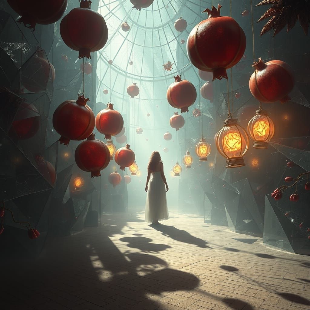 Ethereal Woman in Shattered Glass Cathedral