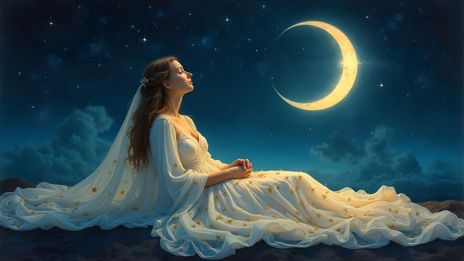 Luna's Celestial Serenade in Soothing Pastels