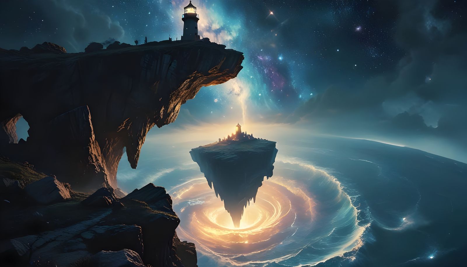 Epic Fantasy Lighthouse on Floating Islands