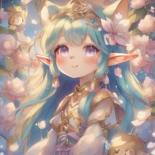 Chibi Elf Portrait in Pastel Colors