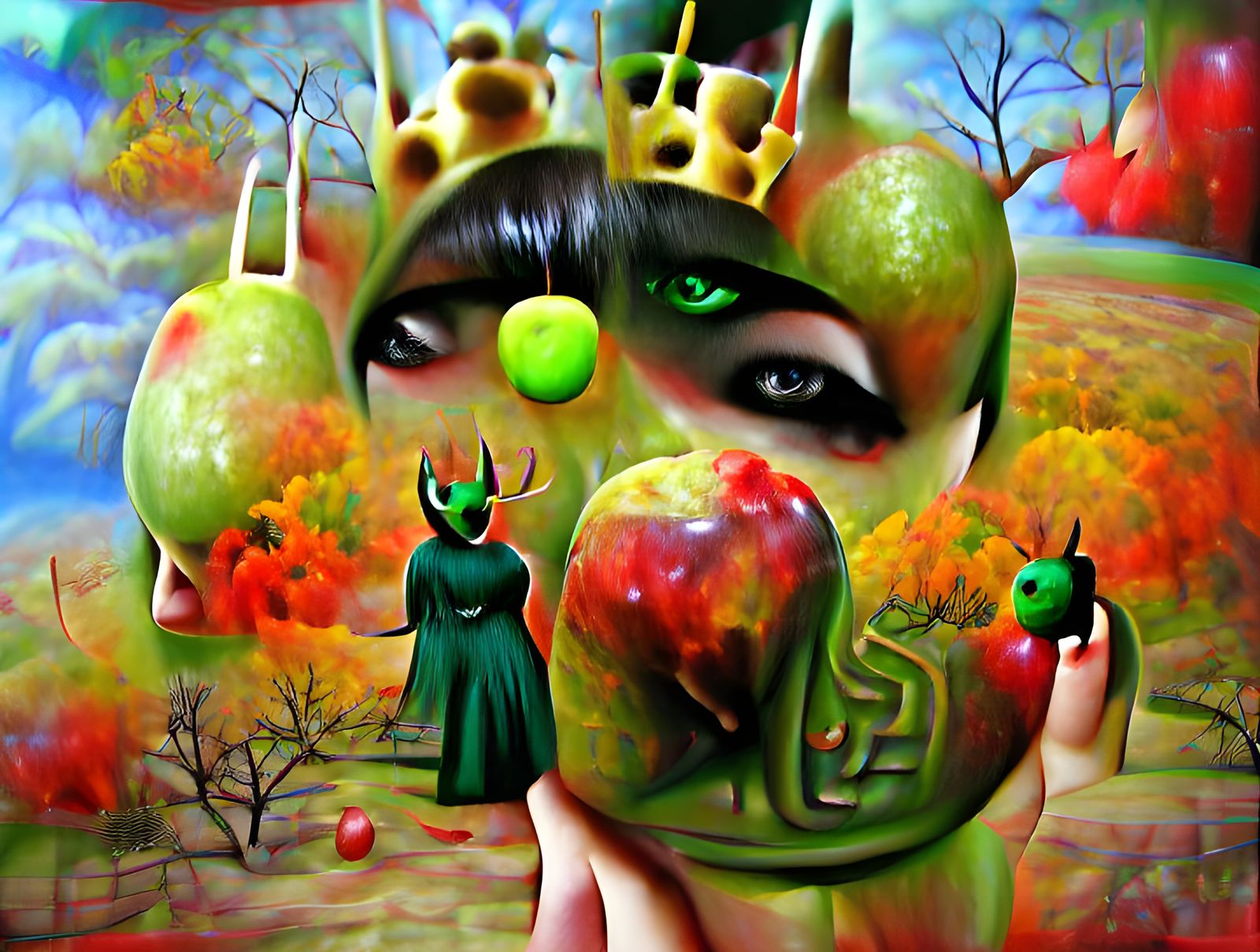 Evil Green Apple Queen Digital Rendering