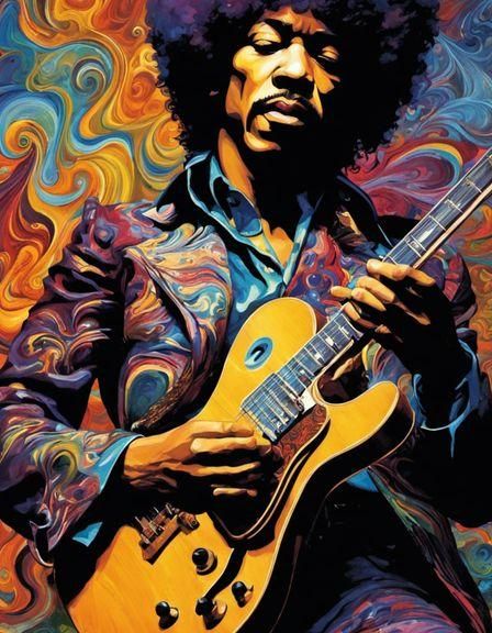 Jimi Hendrix playing guitar (RIP)