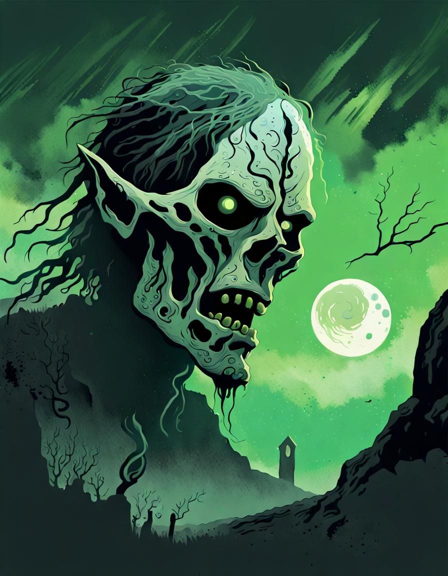 Draugr Rises: Dark Fantasy Portrait in Fauvist Style