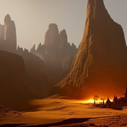 Mythical Azazil Silhouettes: Detailed Fantasy Concept Art