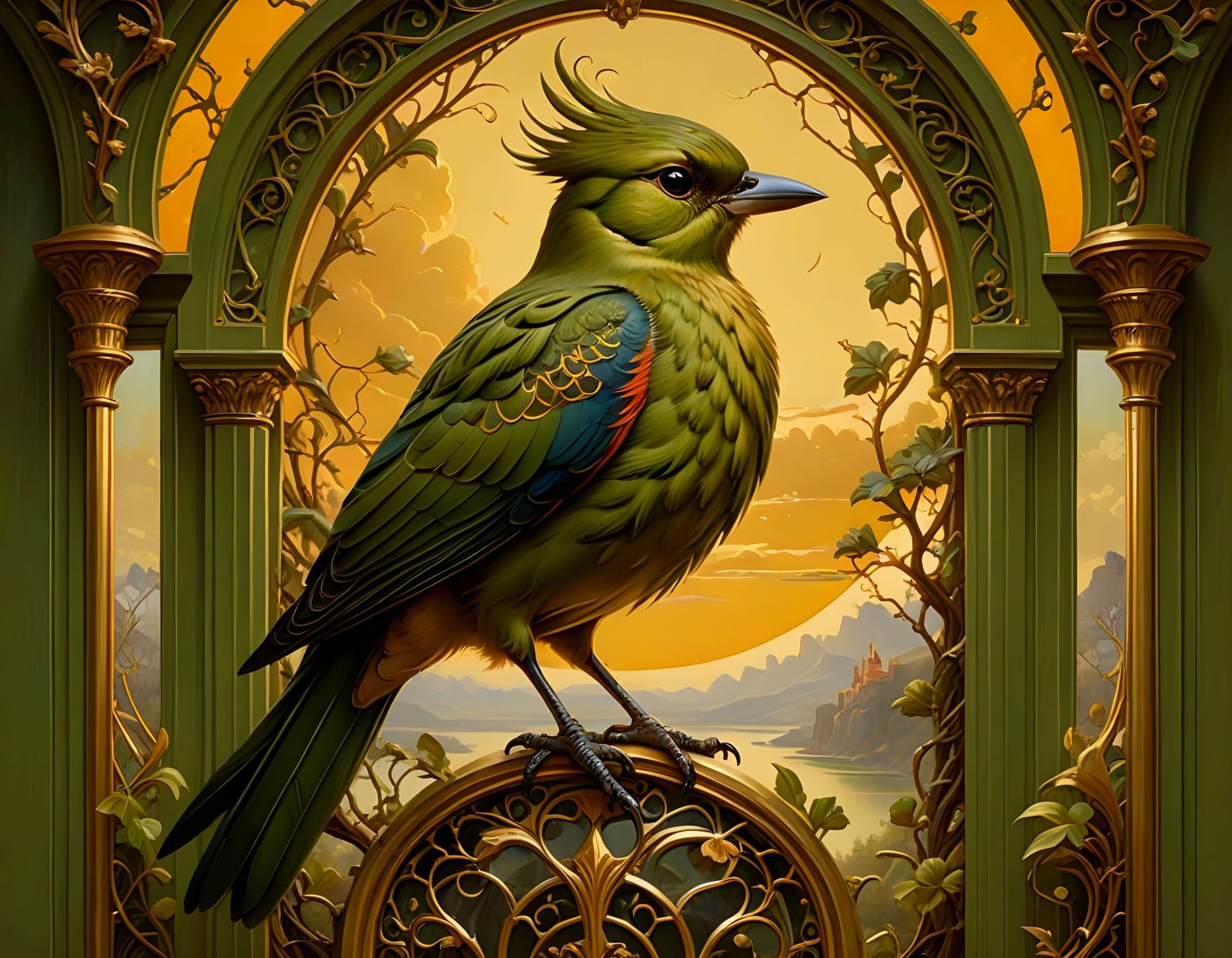 Art Nouveau Bird's Eye View Drawing