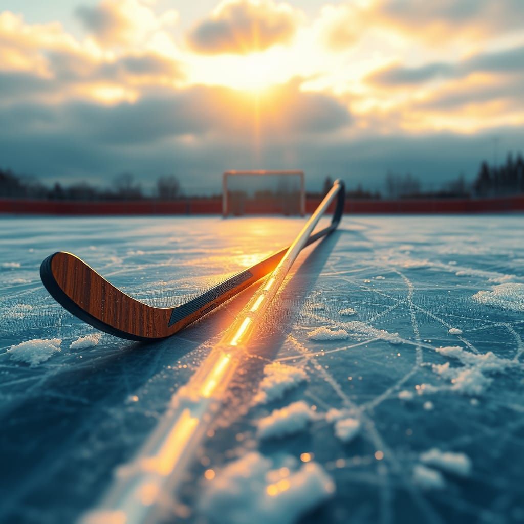 Flylite Hockey Stick on Frozen Rink in Digital Style