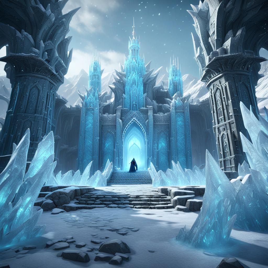 Ice Dragons Defend Frozen Castle: 3D Game Art