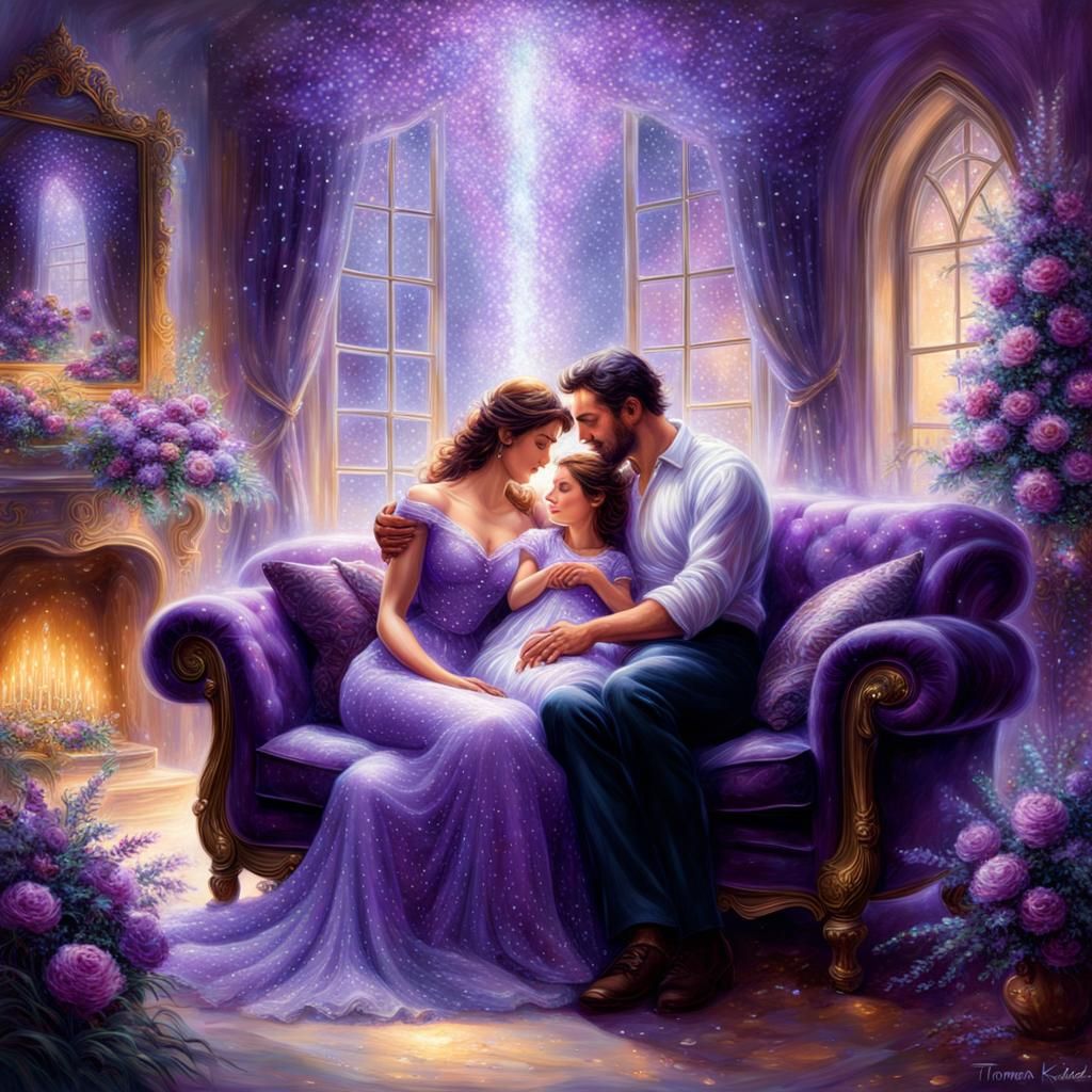 Loving Family Portrait with Ethereal Sparkles