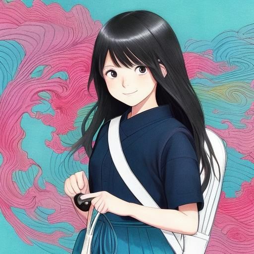 Anime Girl on Bicycle in Morning Sunlight