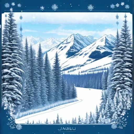 Snowy Mountain Landscape as Coloring Page