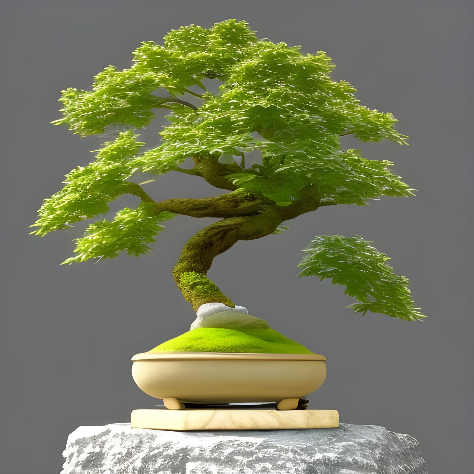 Glowing Glass Bonsai Tree: Detailed Matte Painting