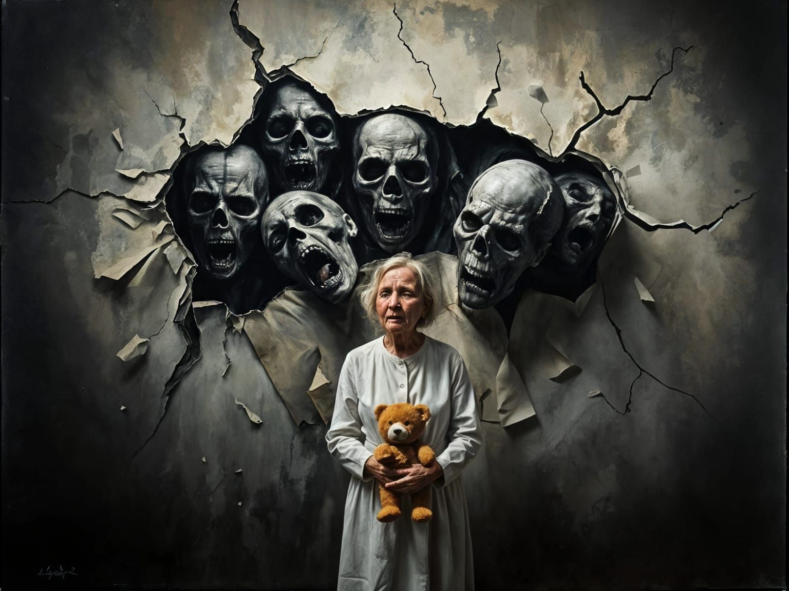 Surreal Painting of Dementia's Horror and Sorrow