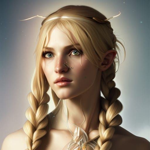 Beautiful Elf Archer Portrait in Hyperdetailed Style