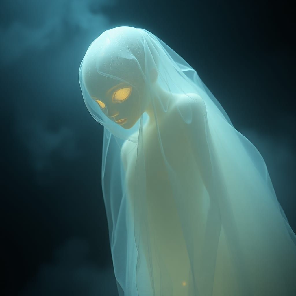 Ethereal Ghostly Figure with Eerie Aura