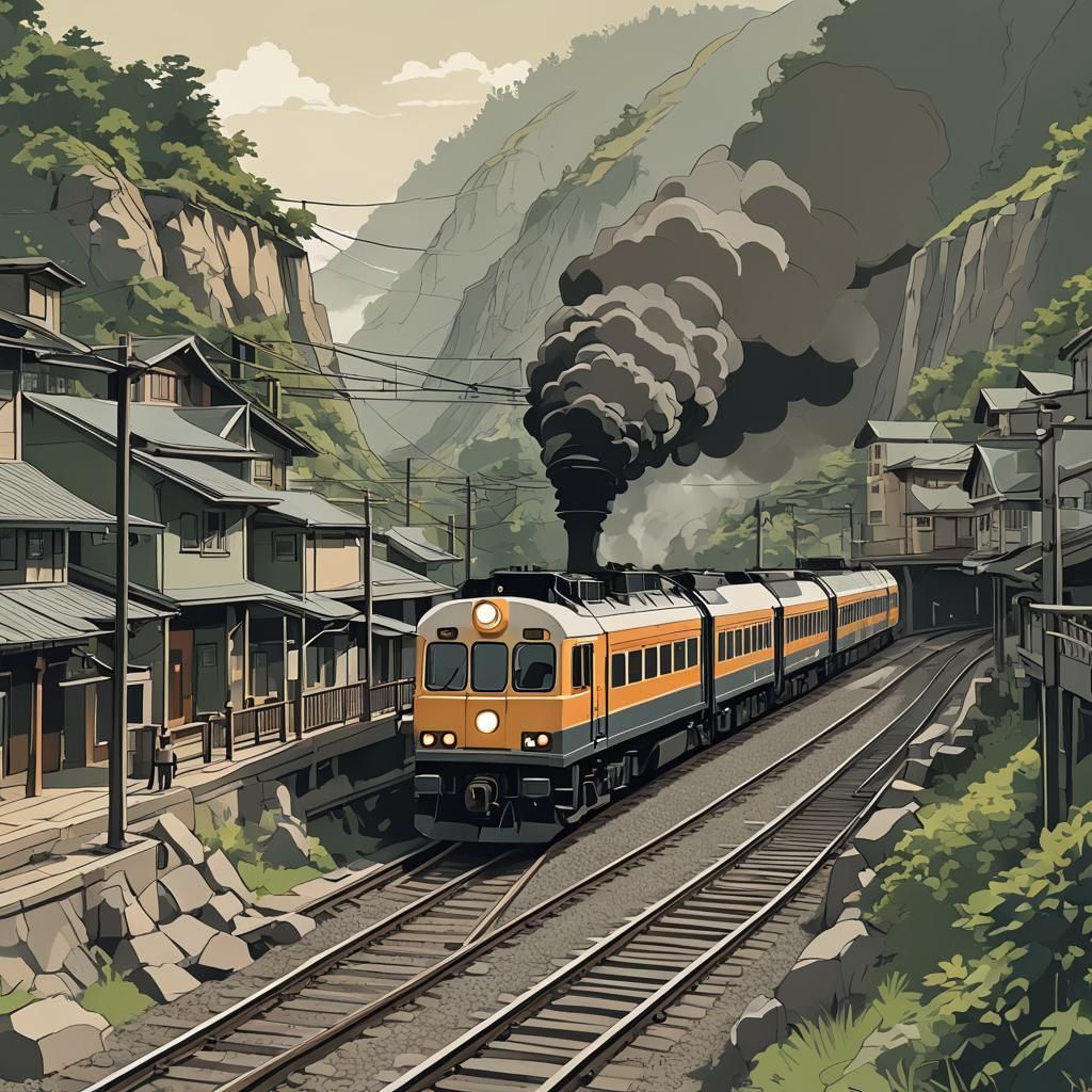 Stylized Train in Vector Art Style