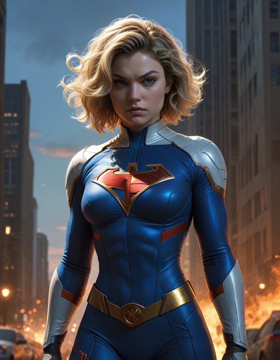 Power Girl Kara Zor-L in DC Comics-Inspired Art